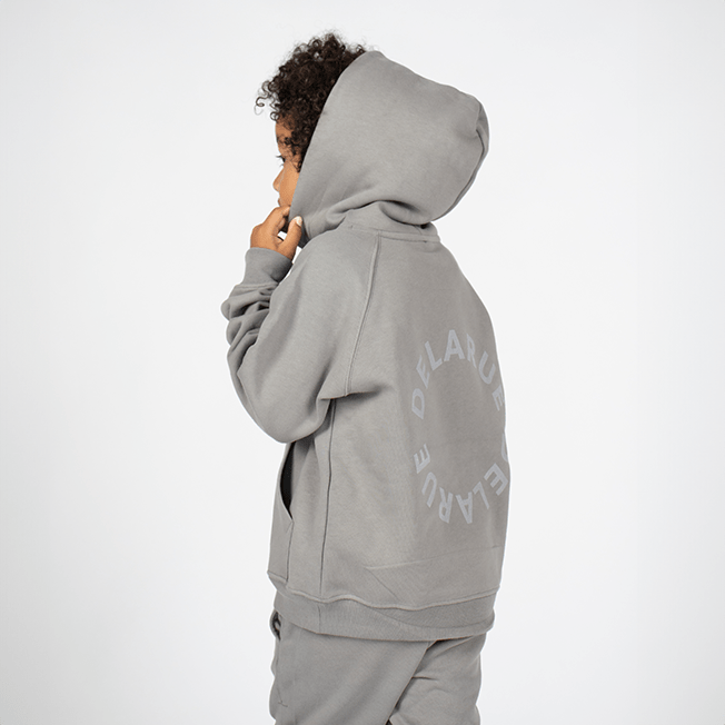 KIDS HERITAGE OVERSIZED HOODIE - STONE GREY - Delaruecollections - hoodie